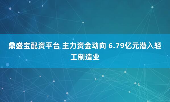 鼎盛宝配资平台 主力资金动向 6.79亿元潜入轻工制造业